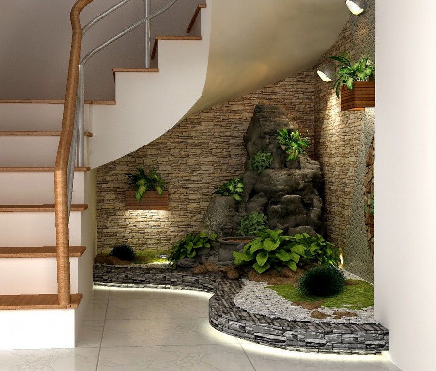 indoor garden designs under the stairs
