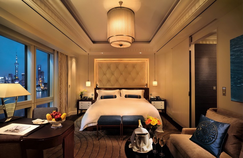 Hotel room design with soft lighting
