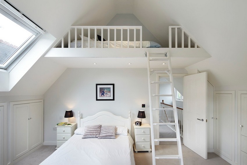 small bedroom design with mezzanine  