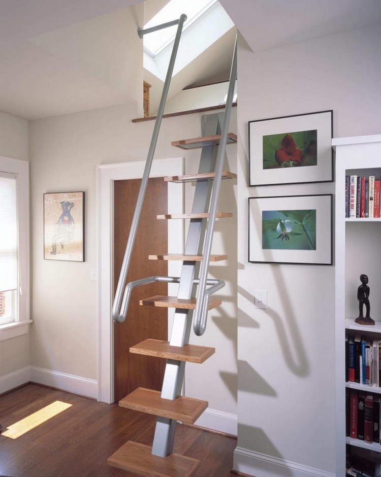 narrow staircase to the attic design