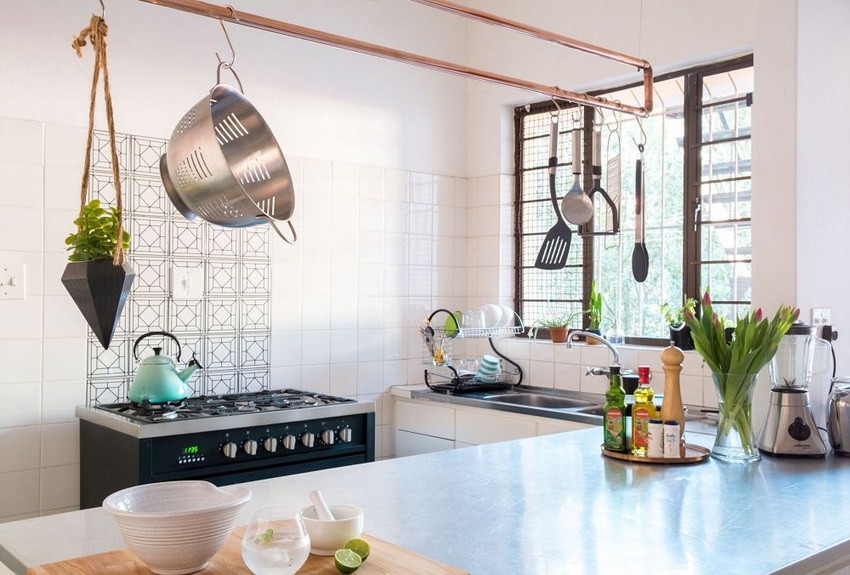 Narrow Kitchen Design with Ventilation