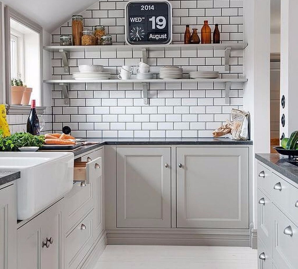Gray-dominated minimalist kitchen