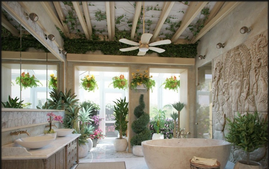Unique Bathroom with Garden