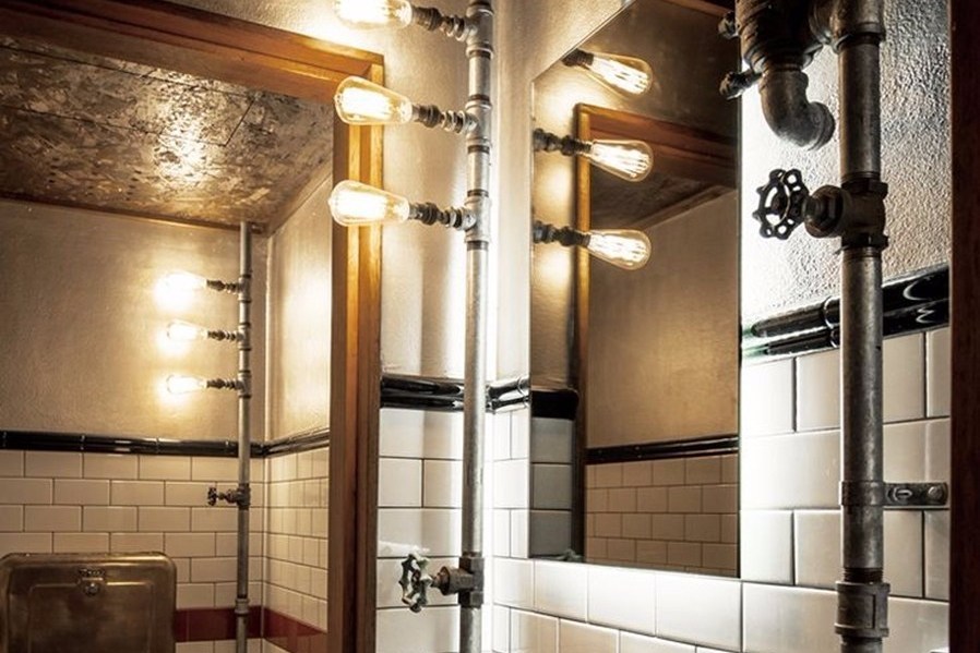 Unique Industrial Bathroom with Pipes