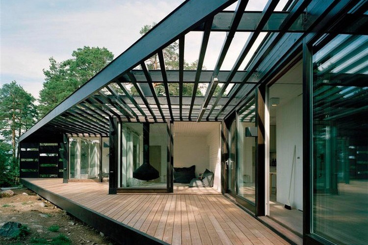 Unique geometric house design with a trapezoidal shape