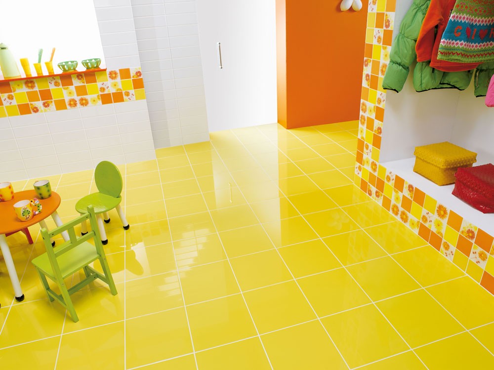 yellow ceramic floor tiles